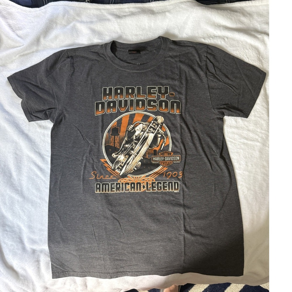 Harley-Davidson Mens T-Shirt AD Farrow Co NorthStar Ohio American Legend‎ Gray L
